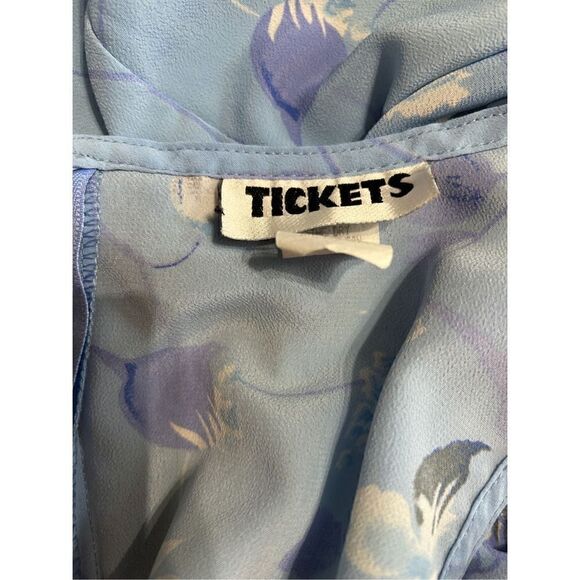Tickets Shift Dress Medium Sky Blue, Sleeveless, Floral Zip - Picture 4 of 4